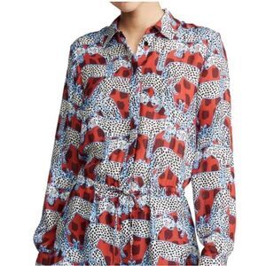 Parker Red, White & Blue Printed Mini Dress/Tunic Top